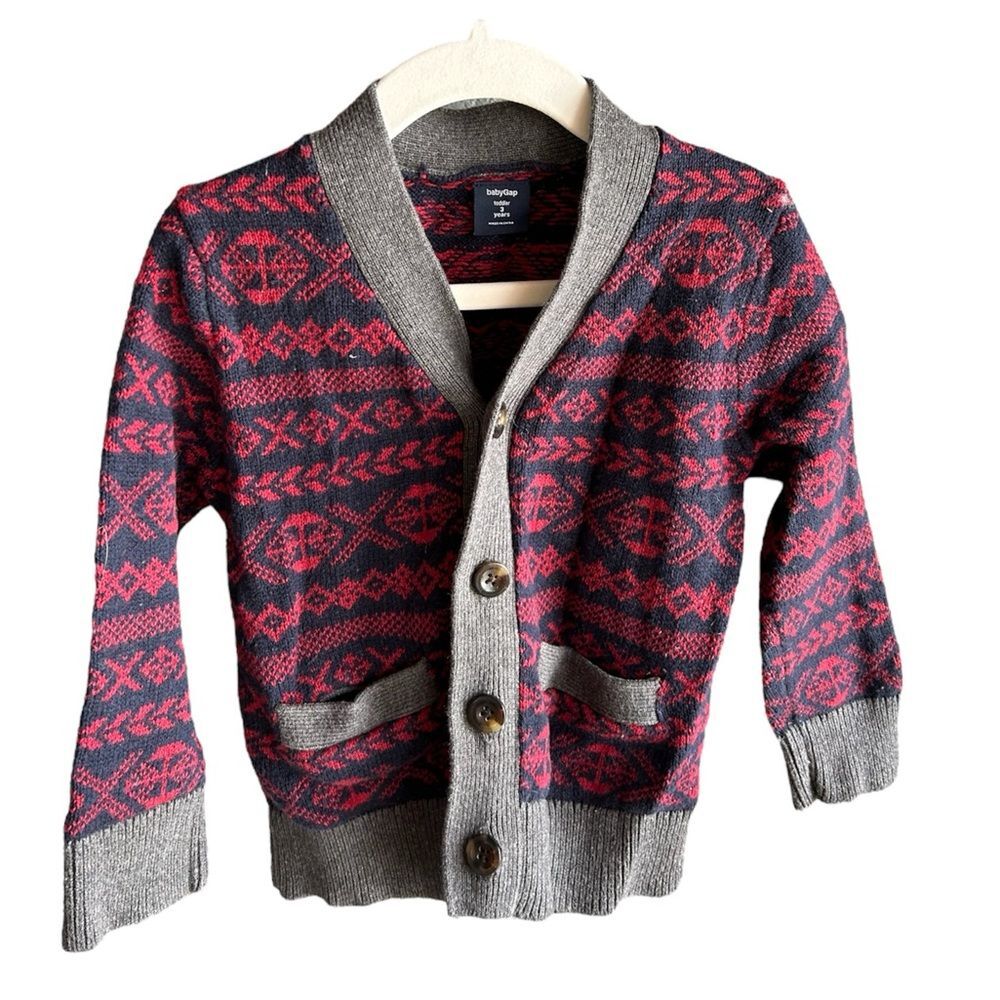 Baby Gap toddler size 3 blue and red cardigan